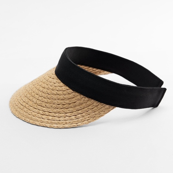 NWOT Zara Beige/Black Raffia Vizor. Size S-M. main image 8